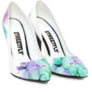 Purple and Green Abstract Pumps